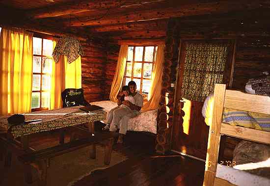 Interior de las cabañas Nueva Era en Esquel