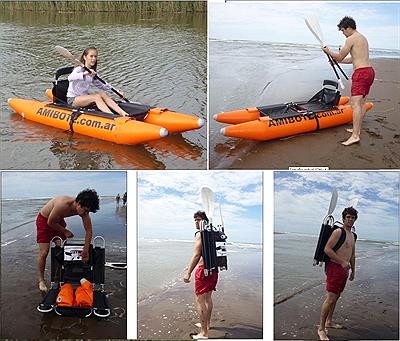 Amibote, el kayak inflable que que se hace mochila.